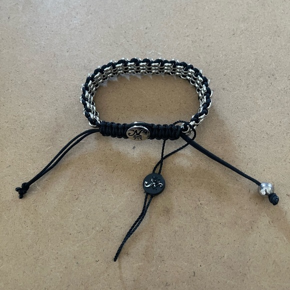 Joseph Nogucci Black Cord and Metal Drawstring Bracelet - Picture 3 of 6